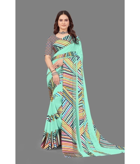 Sitanjali - SkyBlue Georgette Saree With Blouse Piece ( Pack of 1 ) - SkyBlue