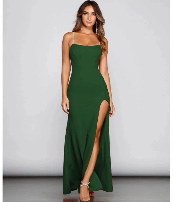 clafoutis Lycra Solid Full Length Womens Side Slit Dress - Green ( Pack of 1 ) - None