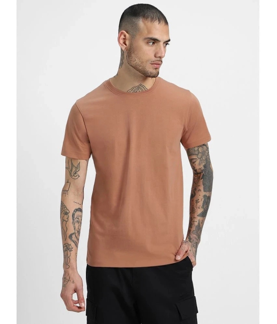 Veirdo 100% Cotton Regular Fit Solid Half Sleeves Mens T-Shirt - Brown ( Pack of 1 ) - None