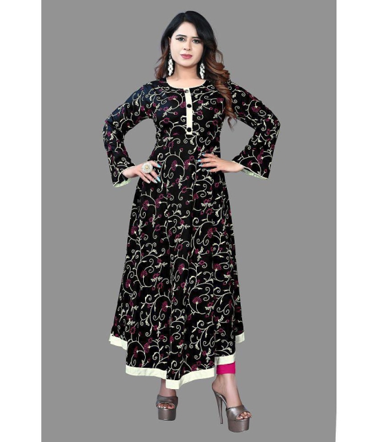 haya fashion - Black Rayon Women's Anarkali Kurti ( Pack of 1 ) - None