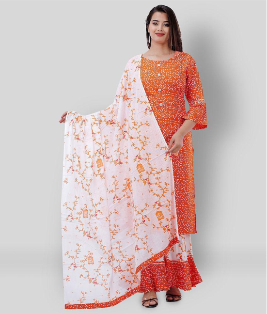 Lee Moda - Orange Straight Rayon Women's Stitched Salwar Suit ( Pack of 1 ) - M