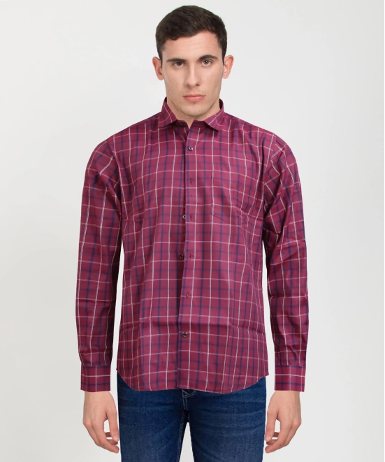 Cotton Full Sleeve Shirt Big Marron Blue Check 38