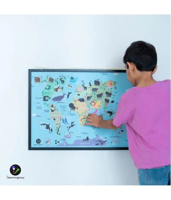 ilearnngrow - Animals found in the Continent Magnetic board - Multicolor