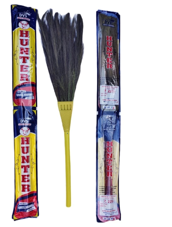 Long Handled Broom with Plastic Handle for Easy Sweeping