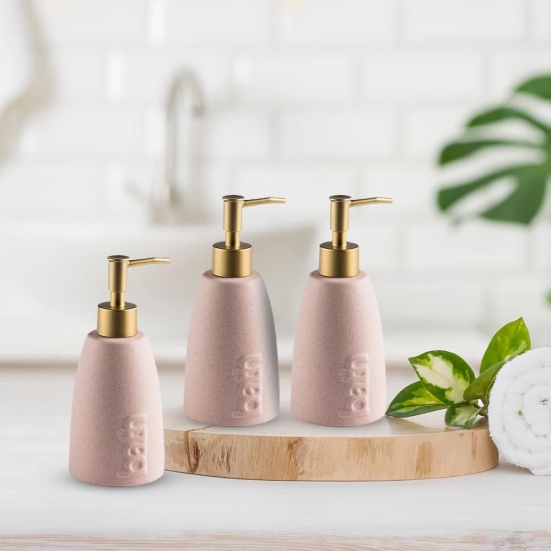 The Better Home Ceramic Soap Dispenser 320ML 3Pcs Soap Dispenser for Bathroom  Soap Dispenser Set  Soap Dispenser for Kitchen  Hand Soap Dispenser  Soap Dispenser for Wash Basin-The Better Home C