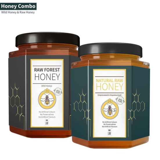 Special Gift Pack of Raw, Unprocessed & Unfiltered Natural Honey and Forest Honey – (500 gm Each)