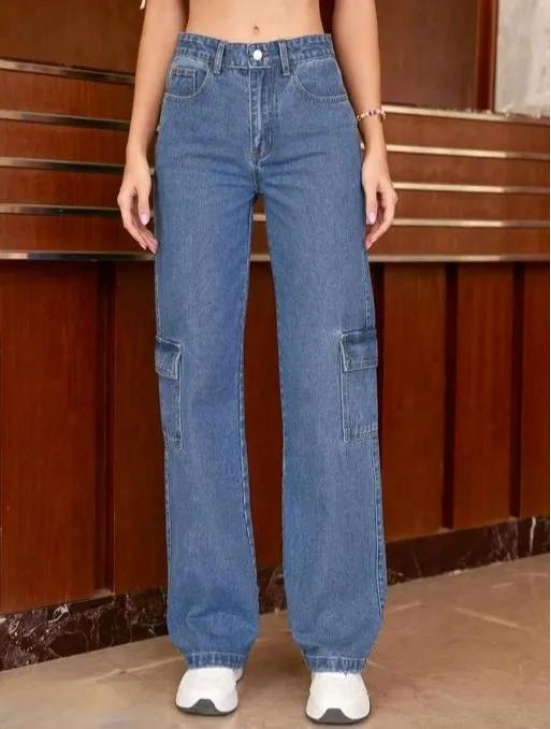 Trending High Rise Denim Cargo for Girls And Women-32