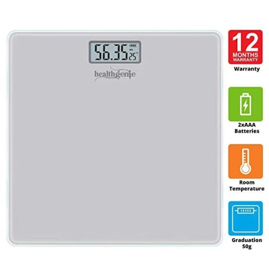 Healthgenie Electronic Digital Weighing Machine Bathroom Personal Weighing Scale - Silver