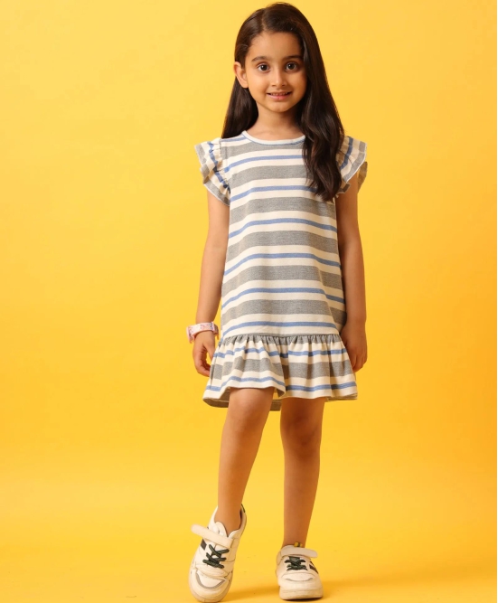 GREY WHITE STRIPED RUFFLE DRESS-GREY-10-12 YEARS / 1N / GREY