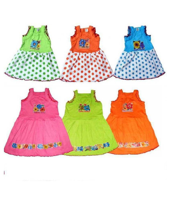 Baby girls cotton printed frock (pack of 6) - None