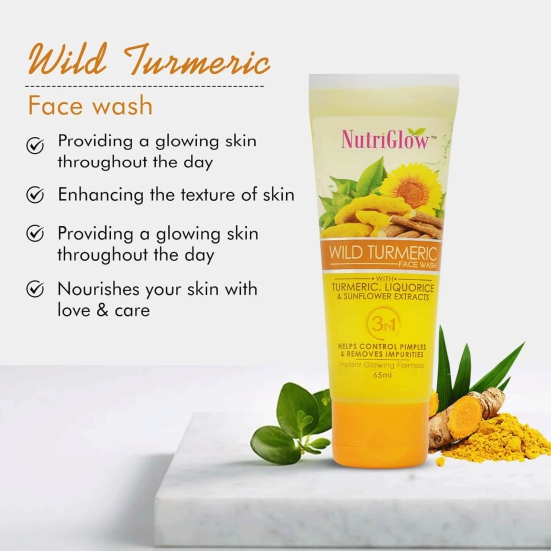 Nutriglow Wild Turmeric Face Wash For Dry Skin Tan Removal & Skin Brightening(65ml)