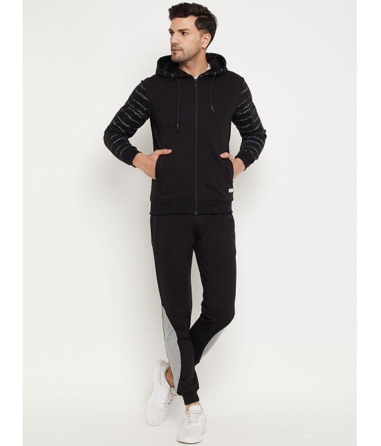 Wild West - Black Cotton Blend Regular Fit Printed Men''s Sports Tracksuit ( Pack of 1 ) - None