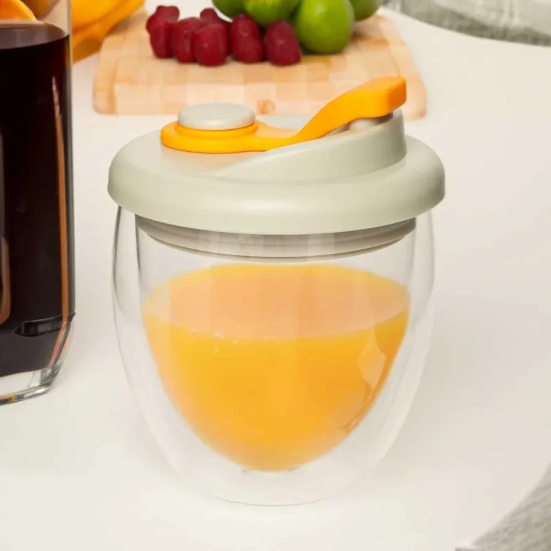 Insulated Borosilicate Glass Coffee Mug | 250ml Orange