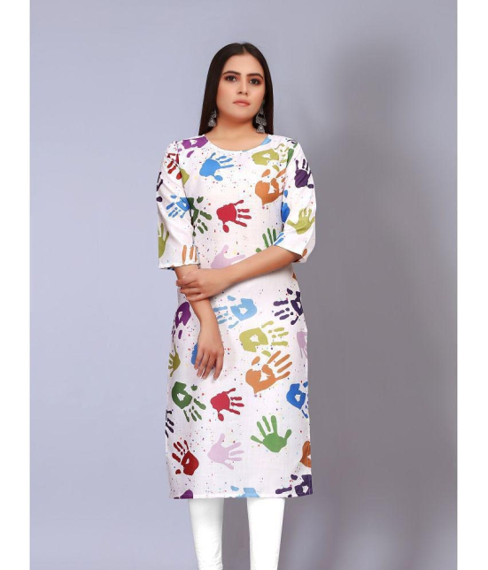 RIAANA Holi Cotton Blend Printed A-line Women's Kurti - Multicolor ( Pack of 1 ) - None