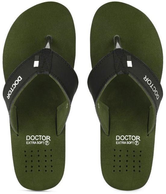 DOCTOR EXTRA SOFT - Olive Men's Thong Flip Flop - 7