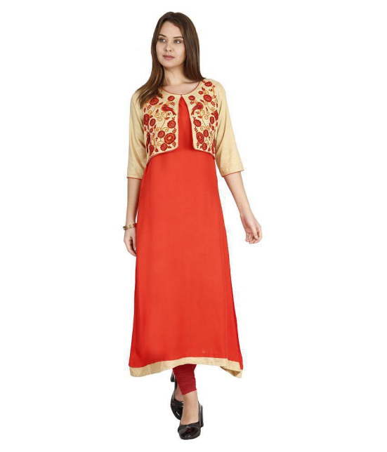 Alena - Orange Rayon Women's Jacket Style Kurti - None