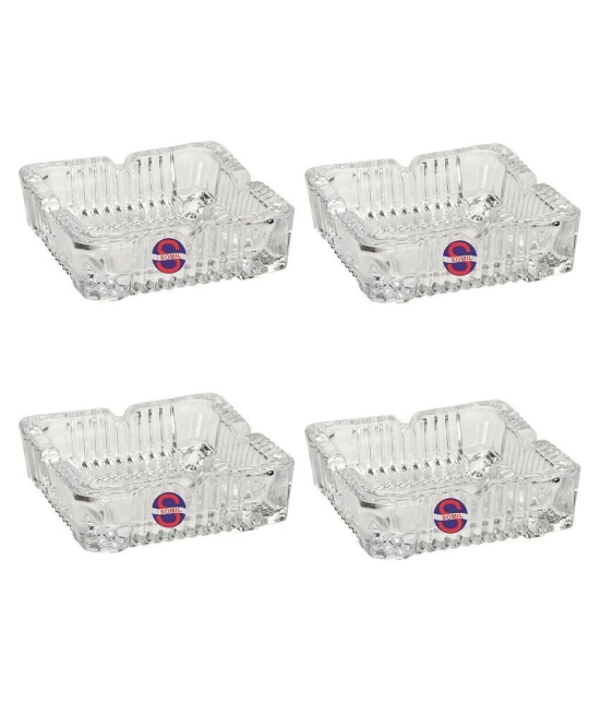 Somil Glass Ash Tray, Transparent, Pack Of 4, 100 ml - Transparent