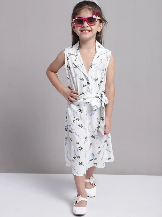 MINI & MING Girls Floral Printed Puff Sleeve A-Line Dress