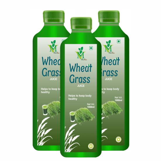 Mint Veda Wheatgrass Juice – Natural Detoxifier, Herbal Juice Helpful to boost Immunity, Blood Purification, Improves Digestion and Metabolism, (1L) Pack of 3