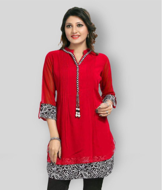 Meher Impex - Red Georgette Women''s Double Layered Kurti ( Pack of 1 ) - L