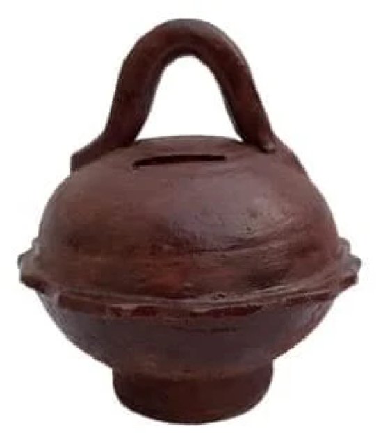 Mii Art Craft Mitti Gullak for Kids and Adults, Piggy Bank, Mitti ka Gullak;size-22cm and (Brown) Pack of 1gullak Clay Coin Bank/Mitti Ka coim Box