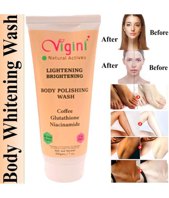 Vigini Skin Whitening Body Lightening Scrub So@ap Free Wash Exfoliating Coffee Glutathione Moisturizer 200 ml