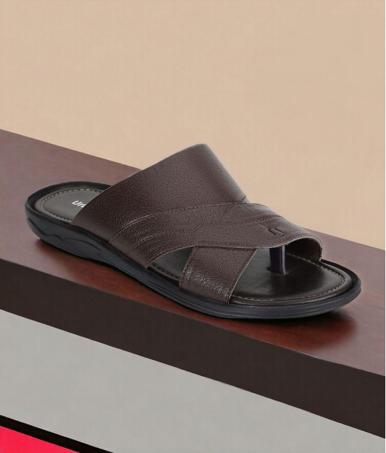 UrbanMark Brown Mens Thong Flip Flop - None