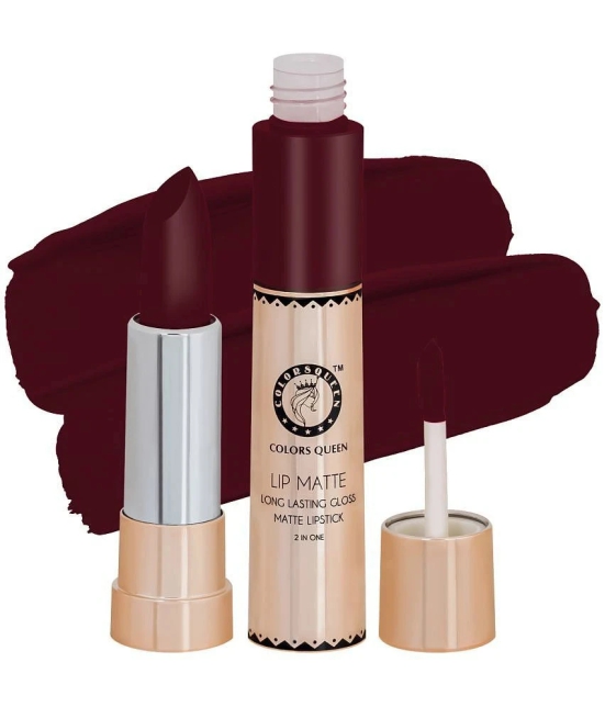 Colors Queen Lip Matte 2 in 1 Long Lasting Matte Lipstick (Bridal Maroon)