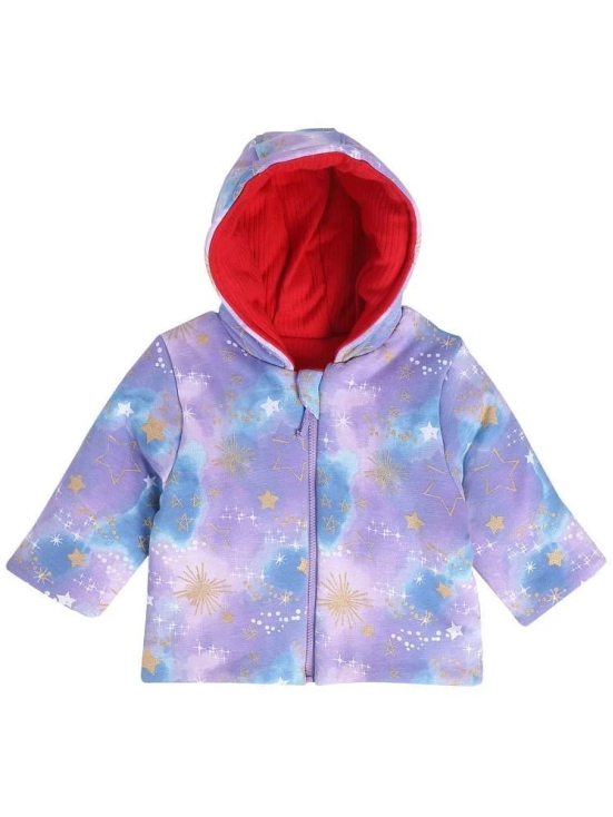 Miniklub Baby Girls Hooded Full Sleeve Knit Jacket (Red/Purple Color) - None