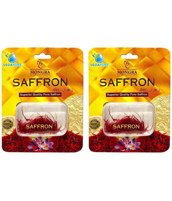 Vedapure Mongra Saffron/Kesar/Zafran/Keshar/Jafran Premium AAA Grade, Cooking & Improved Health - 1 Gram (Pack of 2)