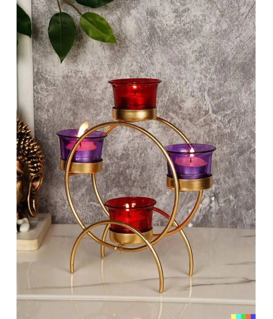 METAL MESTERY Multicolour Table Top Metal Tea Light Holder - Pack of 1