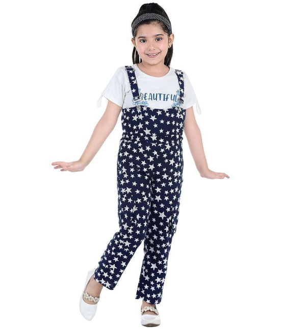 Naughty Ninos Girls Navy Star Printed Dungarees and Top Set - None