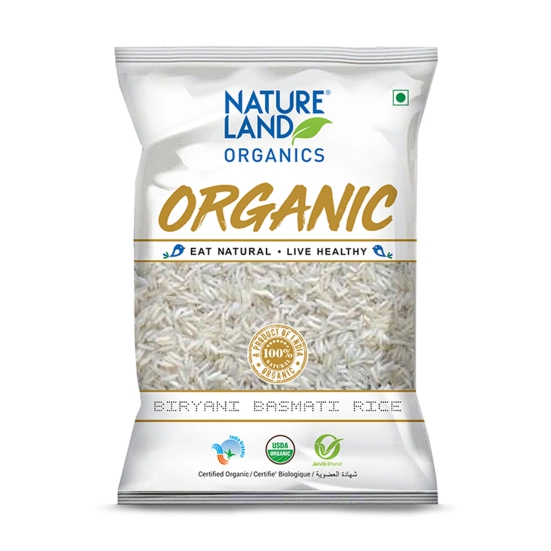 Natureland Organics Biryani Basmati Rice 1121, 1 Kg Each - Pack of 2