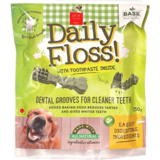 Basil Daily Floss with Toothpaste Stuffing Dog Treats-2x150g