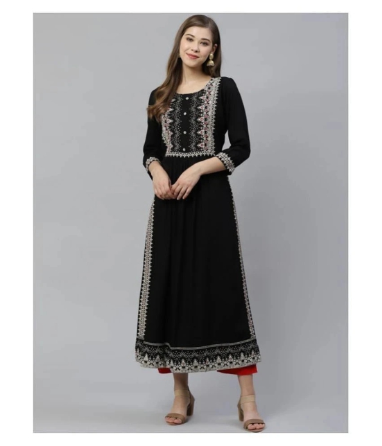 Divena - Black Rayon Womens Straight Kurti - M