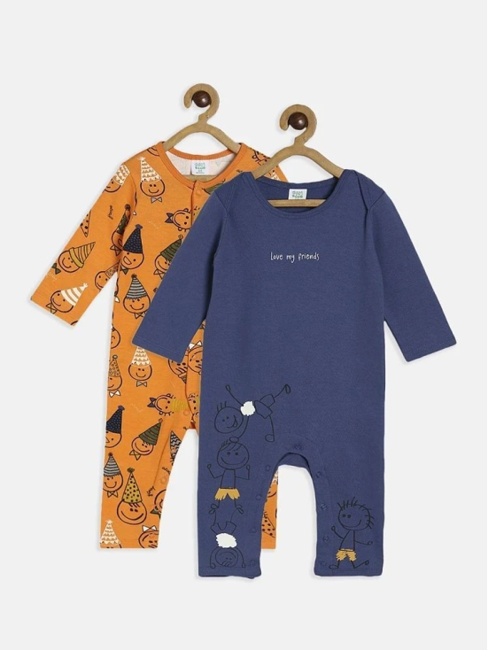 miniklub Multicolor Cotton Rompers For Baby Boy ( Pack of 2 ) - None