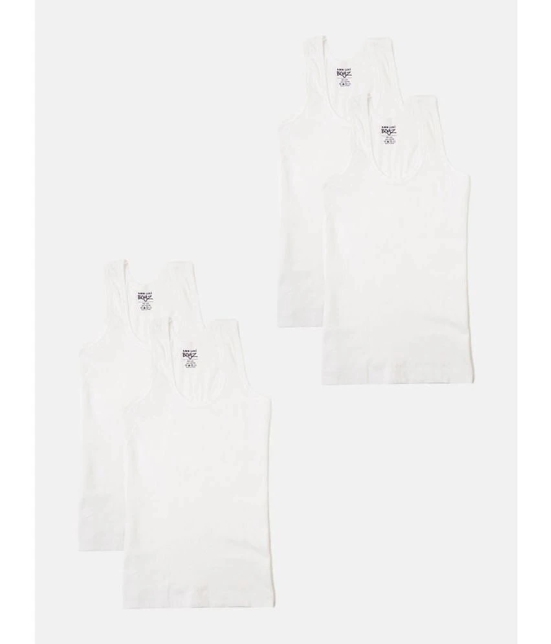 Lux Cozi - White Cotton Solid Boys Vest ( Pack of 4 ) - None