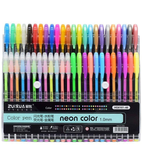 ART 48 Pc Gel Pens Set Color Gel Pens ,Glitter, Metallic , Neon Pens Set suoerfine Nib Sketch Pens  (Set of 1, Multicolor)