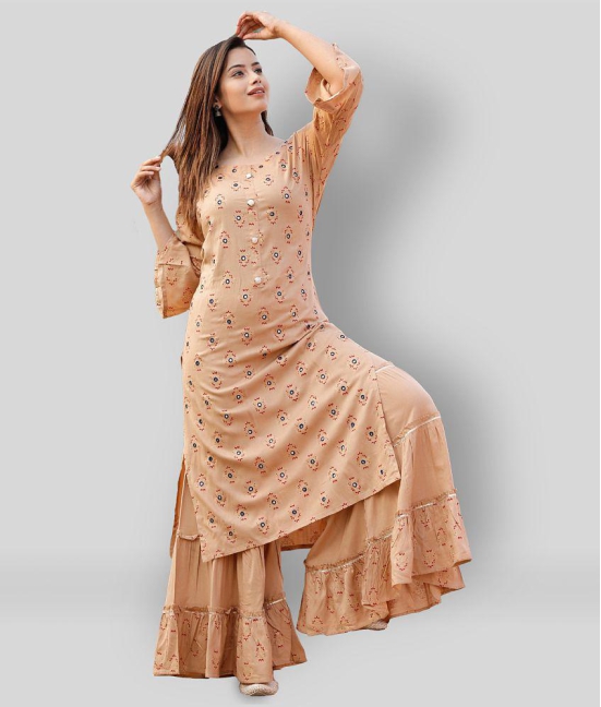 Lee Moda - Brown Straight Rayon Women's Stitched Salwar Suit ( Pack of 1 ) - XXL