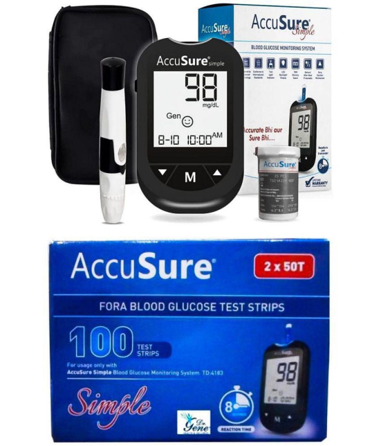 ACCUSURE - Simple Meter with 100 Strips and More Expiry March 2024