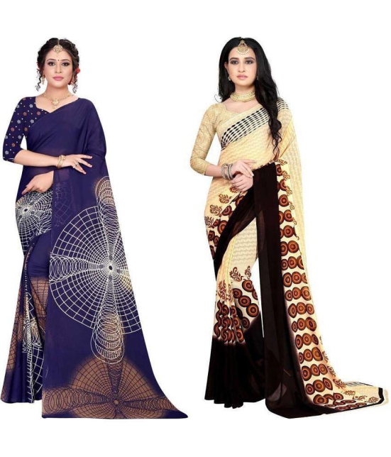 LEELAVATI - Multicolor Georgette Saree With Blouse Piece ( Pack of 2 ) - Multicolor