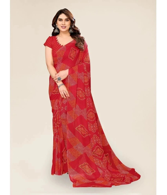 ANAND SAREES Georgette Printed Saree With Blouse Piece - Red ( Pack of 1 ) - Red