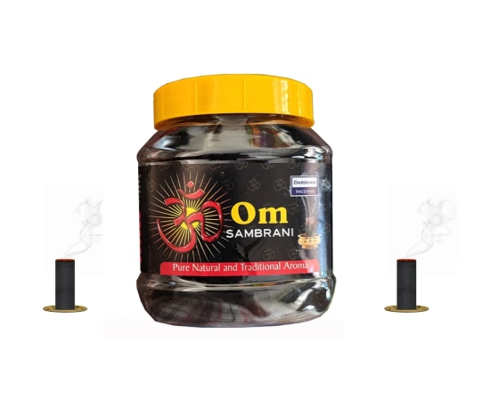 DARSHAN INCENSE- OM SAMBRANI Sticks JAR 200G (Pack of 3)