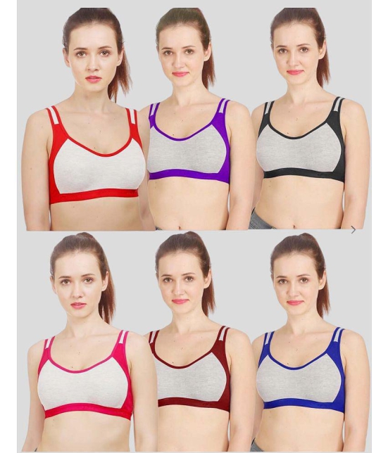 ICONIC ME Multicolor Cotton Non Padded Womens Everyday Bra ( Pack of 6 ) - None