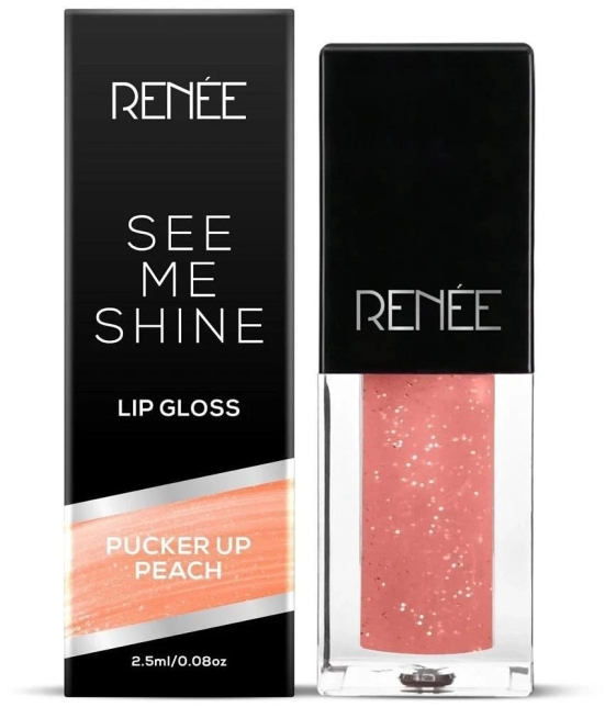 RENEE See Me Shine Lip Gloss - Pucker Up Peach, Non Sticky & Non Drying Formula, 2.5ml