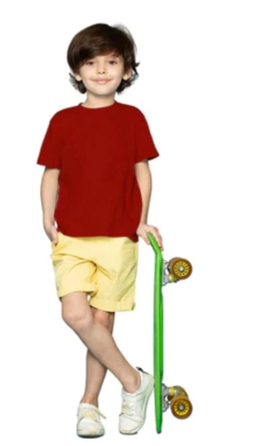 Boys Cotton Plain Half Sleeve TShirt (Maroon) PID41462