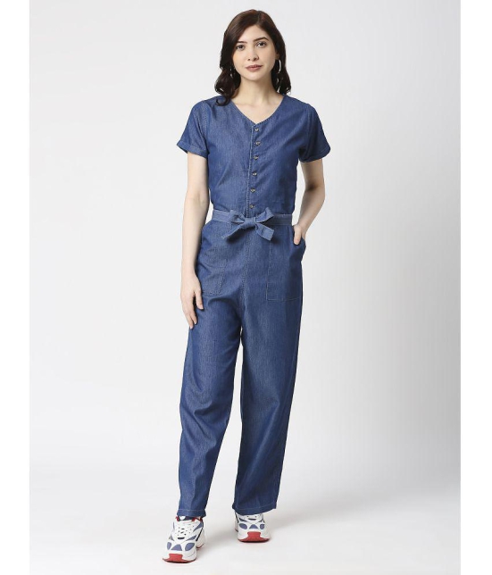 CEFALU - Blue Denim Regular Fit Women''s Jumpsuit ( Pack of 1 ) - None