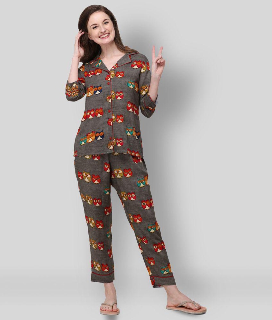 Berrylicious - Multicolor Rayon Women's Nightwear Nightsuit Sets ( Pack of 1 ) - L