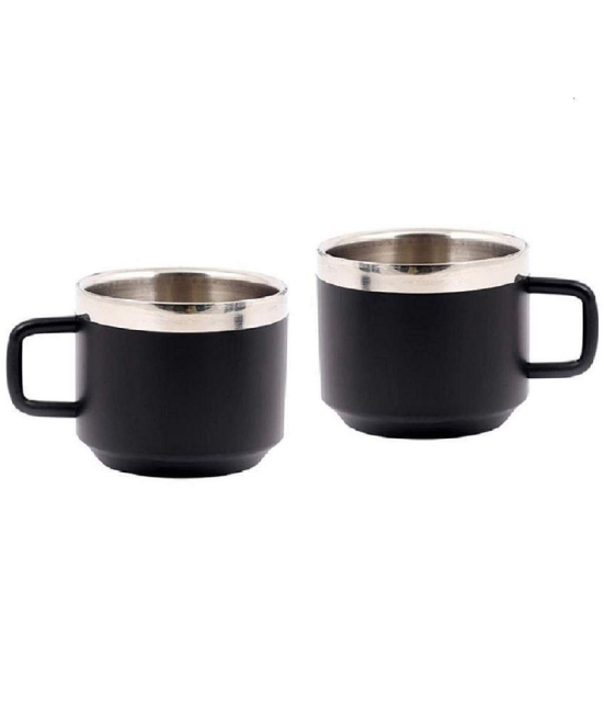 Dynore - Steel Double Walled Tea Cup 120 ml ( Pack of 2 ) - Black