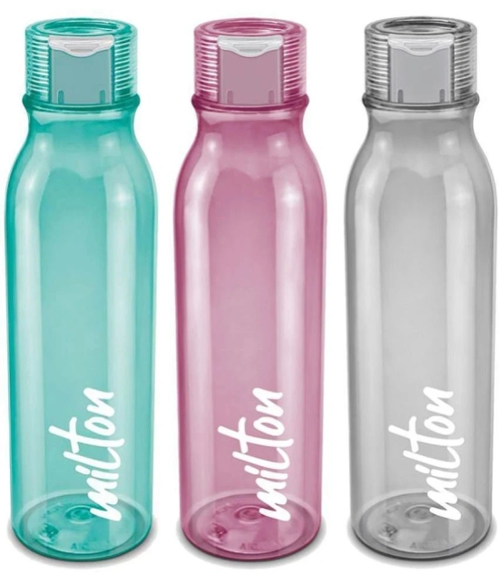 Milton Name Tag Pet Water Bottle, Set of 3, 1 Litre Each, Burgundy, Green, Grey - Assorted